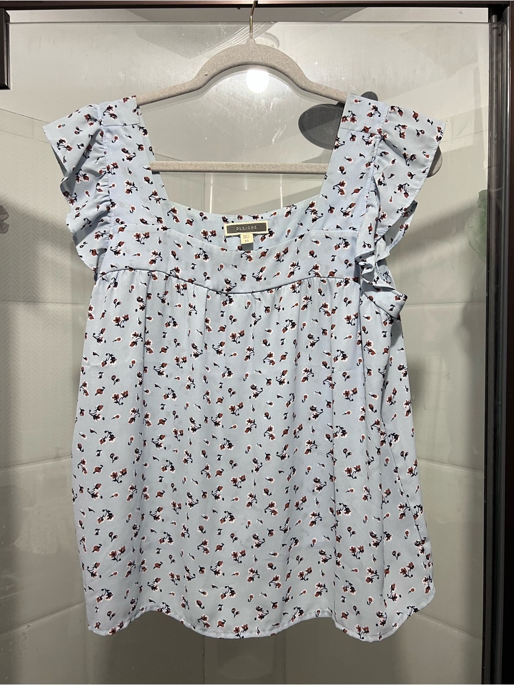 Rails Pale Blue Floral Ruffle Sleeve Camisole